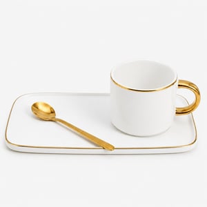 Casa di Elturo Kop & schotel & lepel glam porselein / goud- 200ml