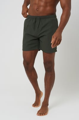 Khaki Seersucker Swim Shorts