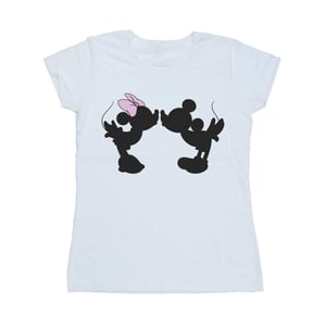 Disney Womens/Ladies Mickey Minnie Kiss Silhouette Cotton T-Shirt (White)