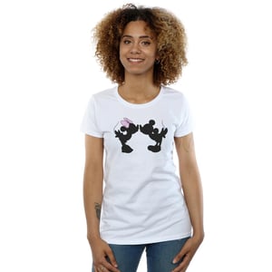 Disney Womens/Ladies Mickey Minnie Kiss Silhouette Cotton T-Shirt (White)