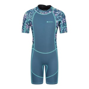 Mountain Warehouse Wetsuit met korte print voor kinderen (Donker groenblauw)