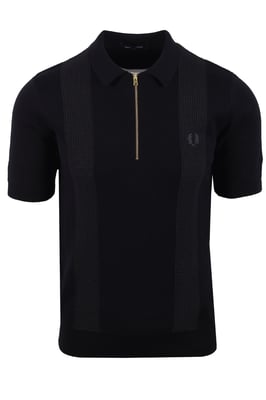 FRED PERRY PANEL KNITTED SHIRT BLACK