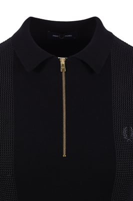 FRED PERRY PANEL KNITTED SHIRT BLACK