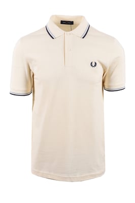 FRED PERRY TWIN TIPPED POLO ECRU/DUSKY BLUE/FRENCH NAVY