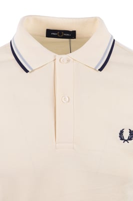 FRED PERRY TWIN TIPPED POLO ECRU/DUSKY BLUE/FRENCH NAVY