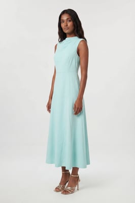 Tailored Satin Godet Full Skirted Midi Dress