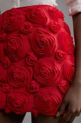 Crinkle Rosette Woven Mini Skirt