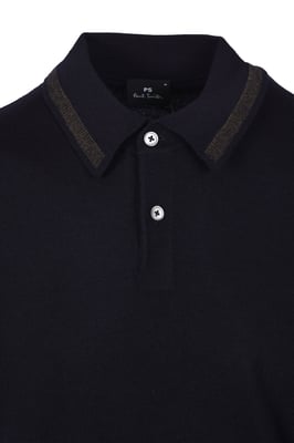 PAUL SMITH MERINO SWEATER SS POLO NAVY