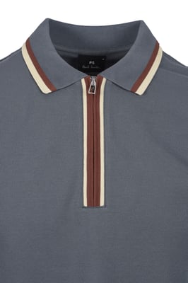 PAUL SMITH REG FIT ZIP POLO GREY