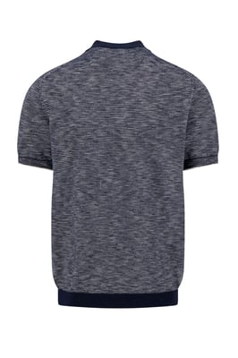 FYNCH-HATTON COTTON LINEN STRIPED POLO NAVY