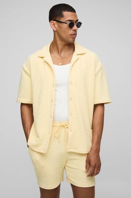Short Sleeve Oversized Jersey Textured Shirt & Short Set
