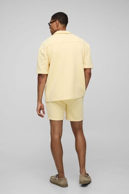 Short Sleeve Oversized Jersey Textured Shirt & Short Set
