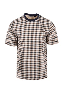 AQUASCUTUM  CLUB CHECK T-SHIRT NAVY