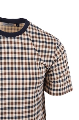 AQUASCUTUM  CLUB CHECK T-SHIRT NAVY
