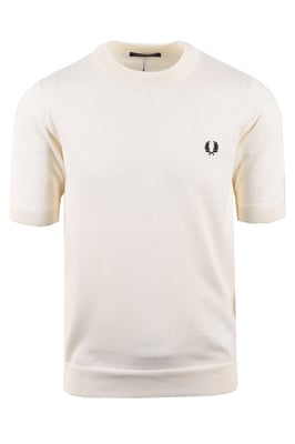 FRED PERRY COTTON KNITTED T-SHIRT ECRU
