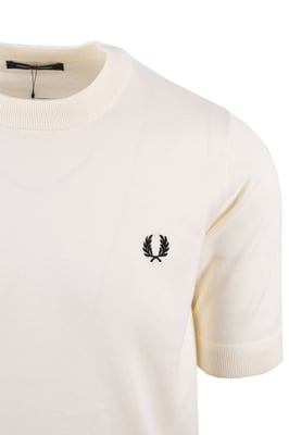 FRED PERRY COTTON KNITTED T-SHIRT ECRU