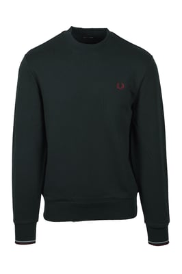 FRED PERRY CREW NECK SWEATSHIRT GRASSROOT GREEN/STOCKPORT BLUE/OXBLOOD