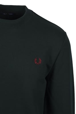FRED PERRY CREW NECK SWEATSHIRT GRASSROOT GREEN/STOCKPORT BLUE/OXBLOOD