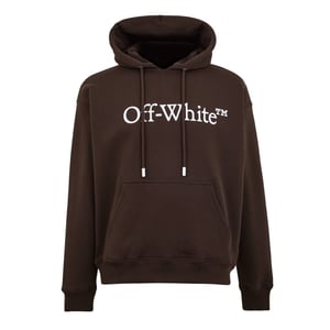 Men's Off White Oversize Hooded Neck Long Sleeve Sweatshirt in Chocolate-White