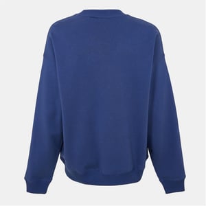 Men's Off White Skate Crew Neck Drop Shoulder Sweatshirt in Dark Blue-White