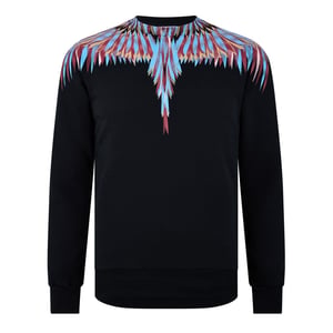 Men's Marcelo Burlon Regular Fit Long Sleeve Crew Neck Sweater in Black/Light
