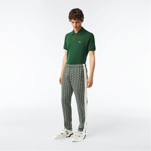 Men's Lacoste Geometric Patterned Regular Fit Straight Pants in Green/Wood
