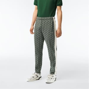 Men's Lacoste Geometric Patterned Regular Fit Straight Pants in Green/Wood