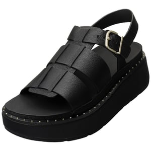 FitFlop GEN-FF Max Fisherman Tumbled Leather Dames Zwarte Sandalen