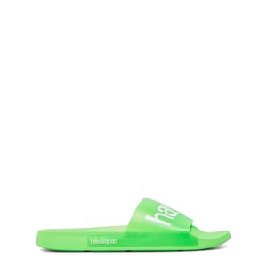Women's Havaianas Logo Print Open Toe Slip on Slides in E Green