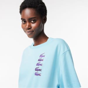 Women's Lacoste Crocodile Print Oversize Boyfriend T-Shirt in Agrion