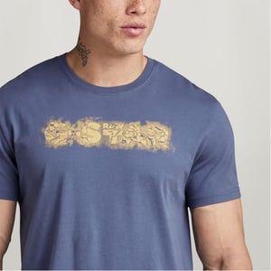 Men's G Star Logo T-Shirt in Vint Indigo