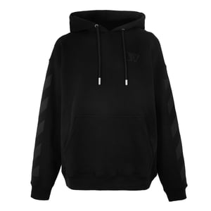 Men's Off White Hooded Neck Long Sleeve Oversize Sweatshirt in Black-Black