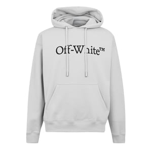 Men's Off White Lacoste Lettering Hooded Neck Long Sleeve Sweatshirt in Stone/Black