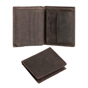 Men’s Genuine Leather RFID Wallet with Coin Pocket and ID Window, Vintage Brown