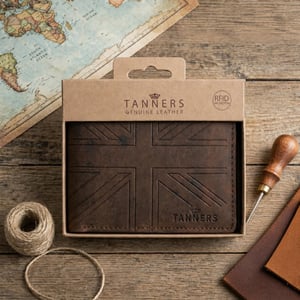 Men’s Genuine Leather RFID Bifold Wallet, Brown Waxed Hunter Finish