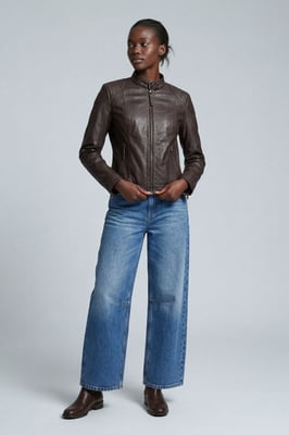 Anette Leather Jacket in Chocolate