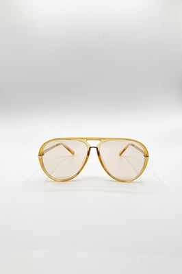 Bold Aviator Metal Arm Sunglasses In Champagne In Champagne