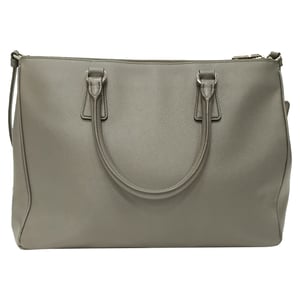 Prada Medium Galleria Double Zip Tote Bag in Grijze Saffiano Leren