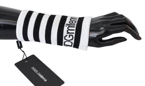 Dolce & Gabbana Black White Wool Dgmillennials Polsband herenfolie