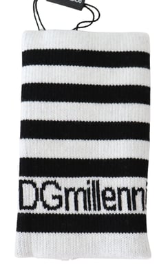 Dolce & Gabbana Black White Wool Dgmillennials Polsband herenfolie