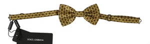 Dolce & Gabbana Geel Patroon Silk verstelbare nek herenbind