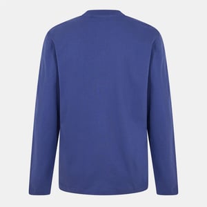 Men's Off White Crew Neck Long Sleeve Regular Fit T-Shirt in Dark Blue-White