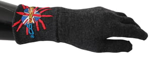 Dolce & Gabbana Gray #Dmen'sLondon Borduurde wollen herenhandschoenen