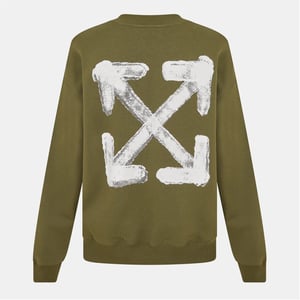 Men's Off White Crew Neck Long Sleeve Regular Fit Sweatshirt in White Moss