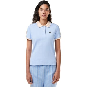 Women's Lacoste Jacquard Slim Fit Polo Shirt in Blue/Flour