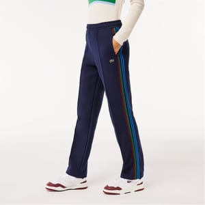 Women's Lacoste Side Stripes Track Pants in Navy Blue
