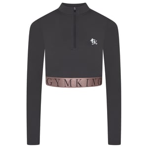 Women's Gym King Impact Zip Crop Top in Slate/Peach