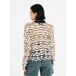 Women's The Ragged Priest Rag Craft Crew Neck Long Sleeve Sweater in Black/Ecru