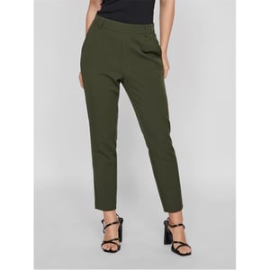 Women's Vila Vivrne Slim Cut Trousers in Kombu Green
