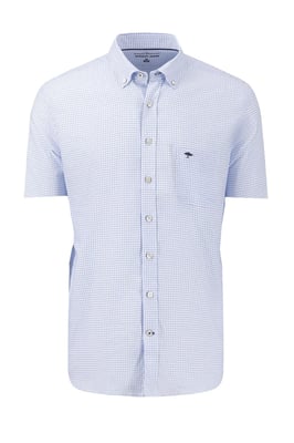 FYNCH-HATTON SHORT SLEEVED OXFORD SHIRT BLUE CHECK